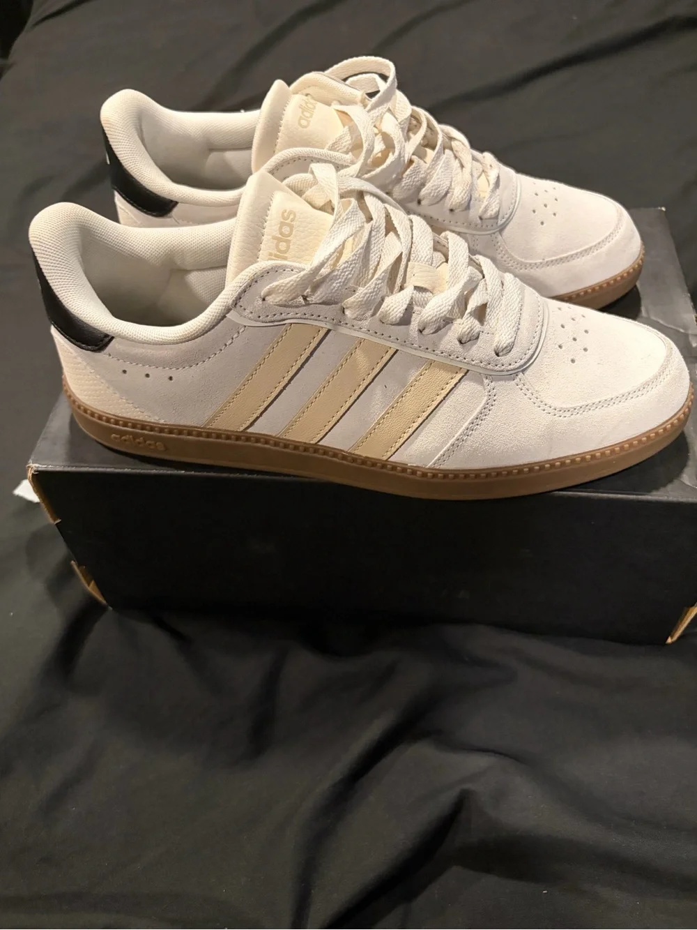 adidas Cream Suede Low-Top Sneakers with Gum Sole